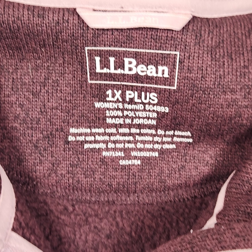 LL Bean Jacket Womens 1X Plus Raisin Brown Sweater Fleece Full Zip Logo - Picture 5 of 11